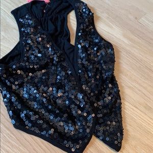 Black cotton best with sequins front